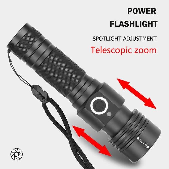 Senter Super Terang Xhp50 10000 Lumens Jarak Jauh Waterproof / Senter Super Terang Led Anti Air Sent