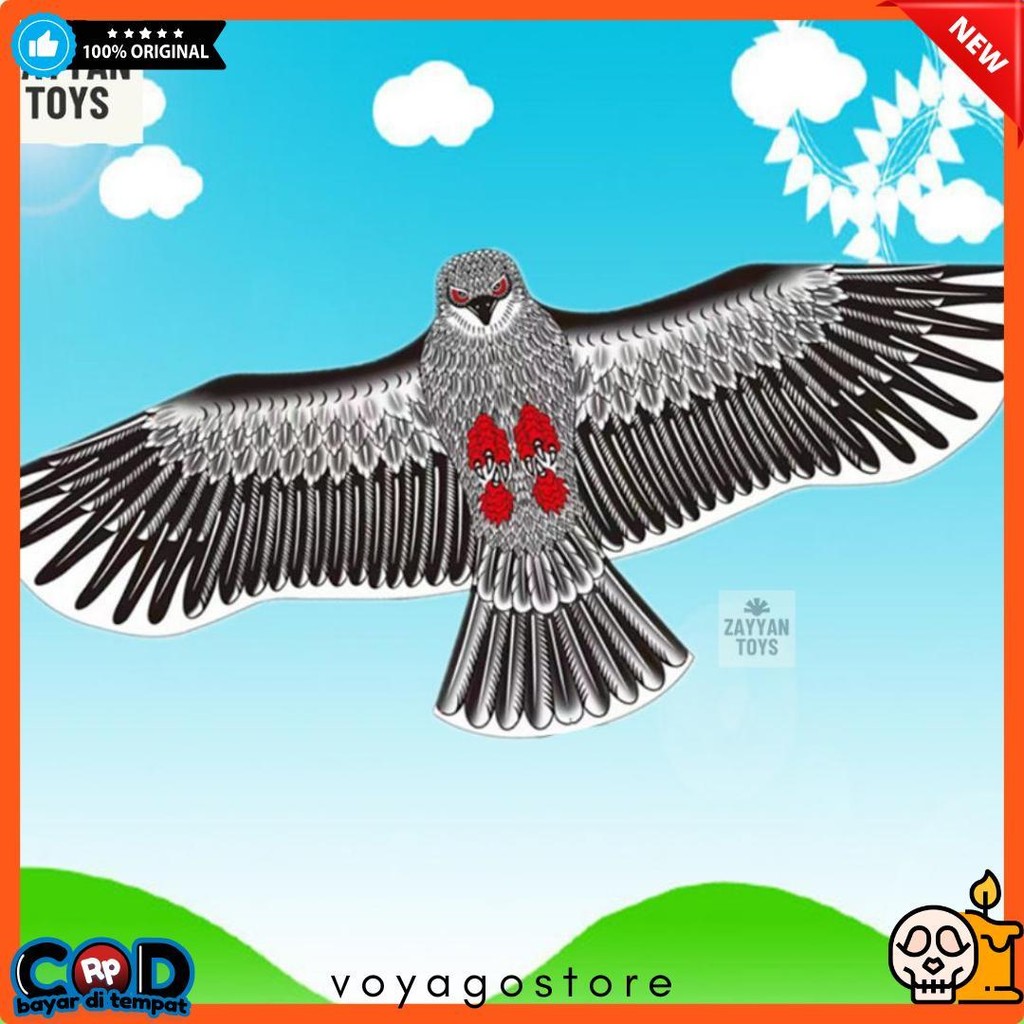 Layangan Elang Ramraman 1 Meter Layang Layang Layan Senar Buat Besar Kerangka Ram Raman Burung Walle