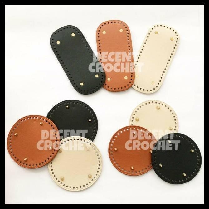 [Bulat] Alas Tas Rajut Import Premium Bulat Persegi Panjang Pu Kulit Leather Base Best Seller