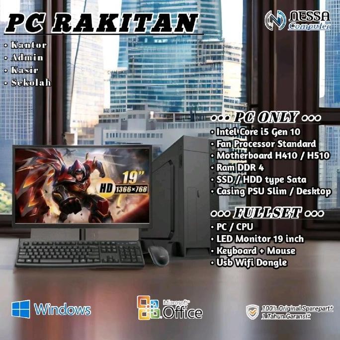 Komputer / Pc Rakitan Intel Core I5 10400 /F Gen 10 - Pc Slim / Desktop - Siap Pakai New Stok