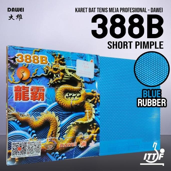 NEW Karet Bat Tenis Meja Pingpong Dawei 388B Blue Bintik Pendek Serang Jahat Original