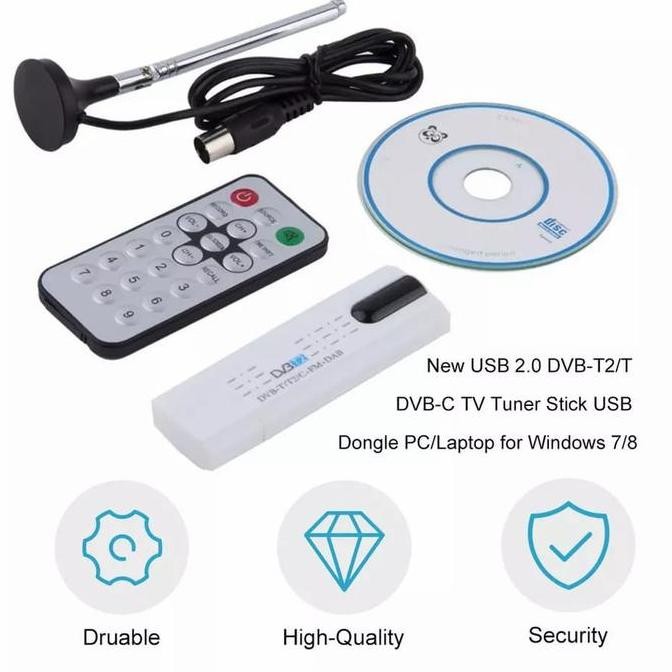 Dongle USB TV Tuner DVB-T2 untuk Laptop dan PC OS Windows