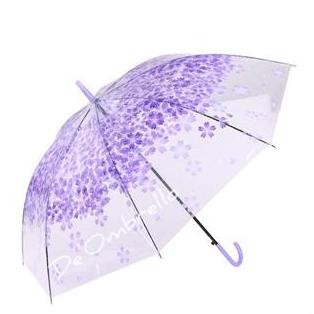 (005EE-1)Payung PVC Tongkat Transparant Motif Sakura/Payung Korea/Payung Tongkat murah