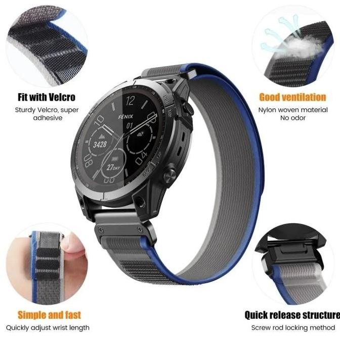 baru Strap Kanvas Nylon for Garmin Fenix 7 / 6 / 5  - Tali jam Quick Fit