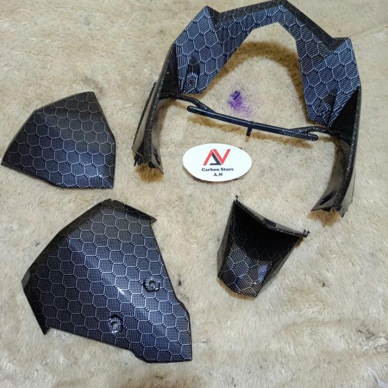 Paketan Cover Garnish Dasi Visor Sambungan Spakbor Belakang Vario 125 150 ESP LED Old K59 Full Karbo