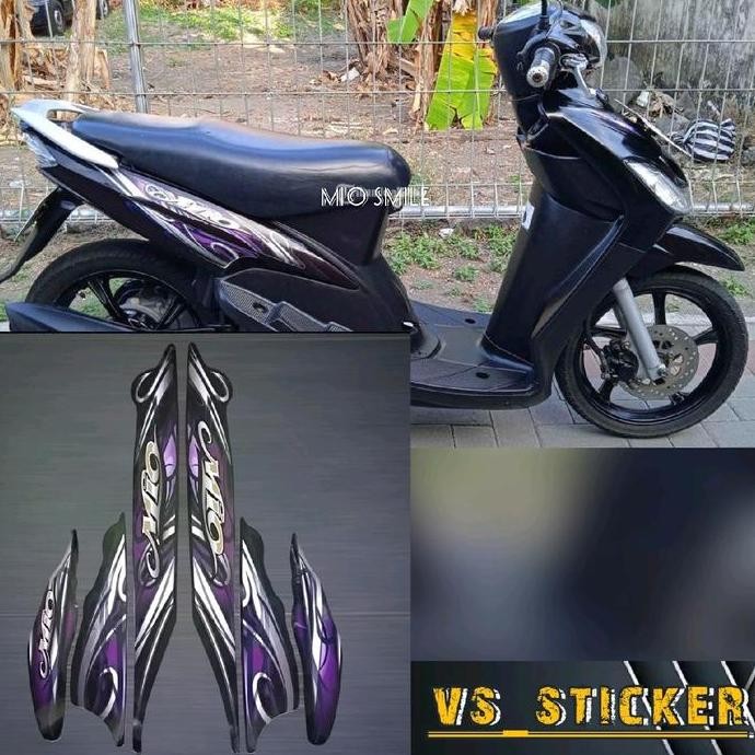 STRIPING STICKER LIST BODY STANDART MOTOR YAMAHA MIO SMILE 2010 PUTIH HITAM MERAH BIRU HIJAU GOLD KU
