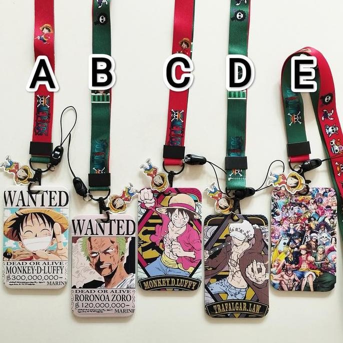 

READY One Piece Anime ID Card Holder Lanyard 1 Luffy Zoro Law Name Tag NEW