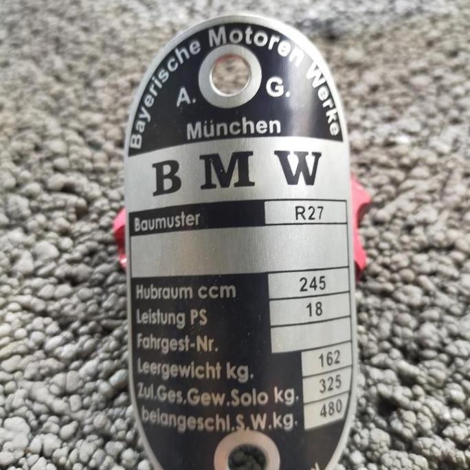 

READY ID plat sasis bmwr27 NEW