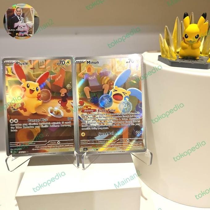 Plusle ar Minun ar sv3s pokemon kilau hitam tcg indo
