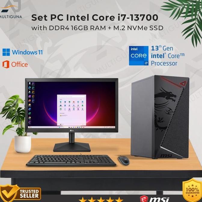 Set Pc Komputer Intel Core I7-13700 Gen-13 Ram 16Gb Ssd Rakitan Office New Stok