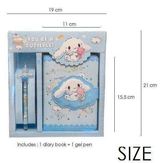 

READY Diary sanrio set my melody cinnamoroll buku jurnal dgn gel pen NEW