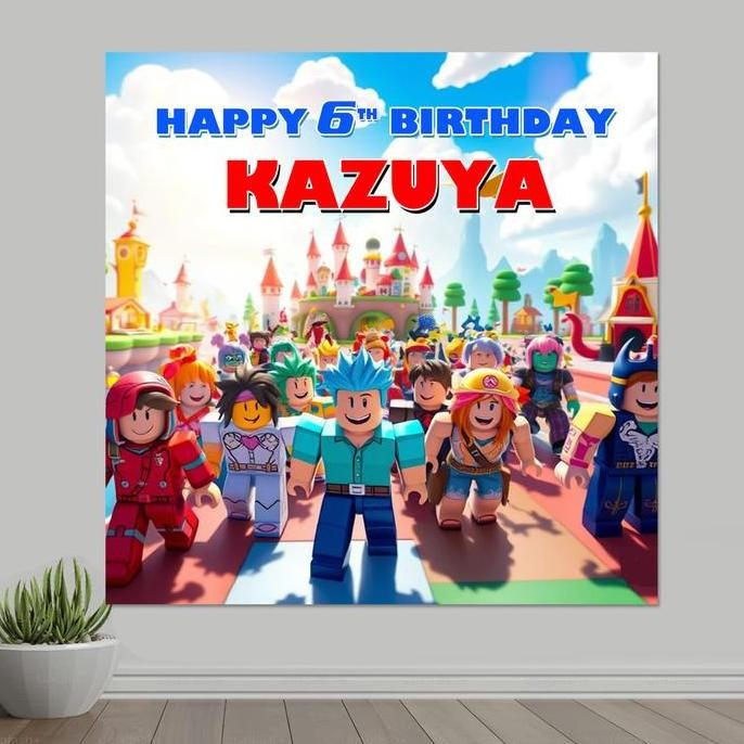 Banner Flexi Hiasan Dinding Ulang Tahun / Backdrop - Roblox Boy