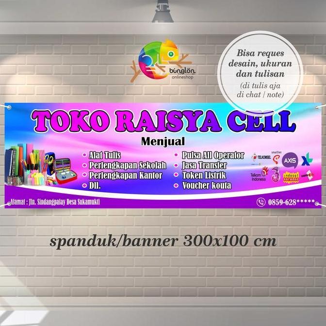 Spanduk Banner Toko ATK, Konter, Pulsa, Sembako, Dll