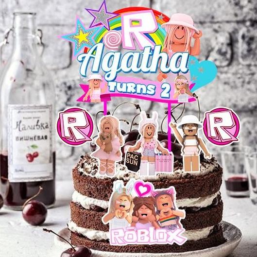 Topper Cake Tusukan Hiasan Kue Ulang Tahun - Roblox Girl Huruf R