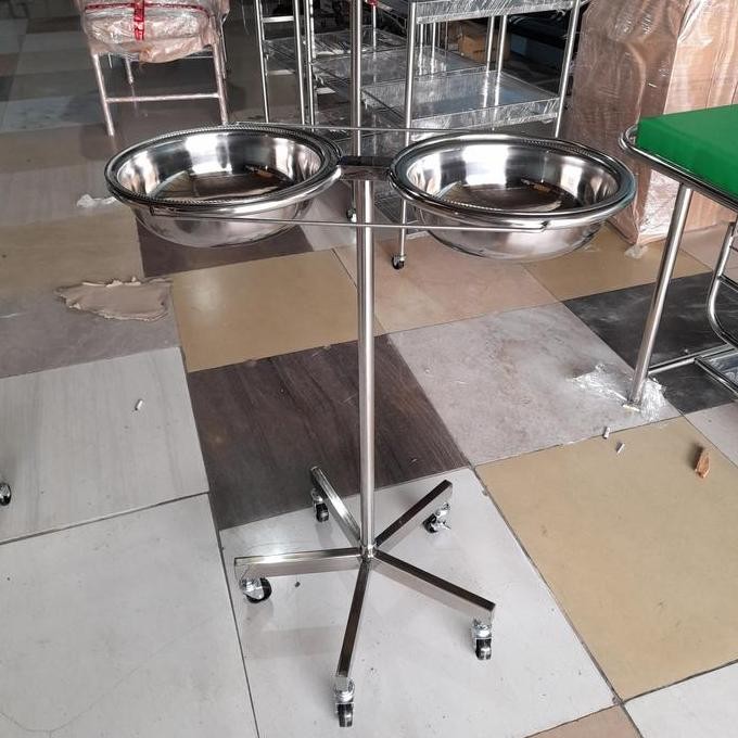 stand waskom double kaki 1 stainless - troli waskom double free waskom