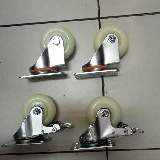 Roda Nylon teflon roda donat 3 inch 2 rem & 2 swivel hidup