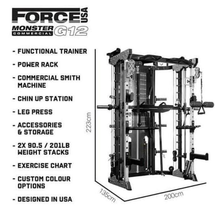 NEW MONSTER G12 FORCE USA ORIGINAL Smith Machine Multi Functional Trainer
