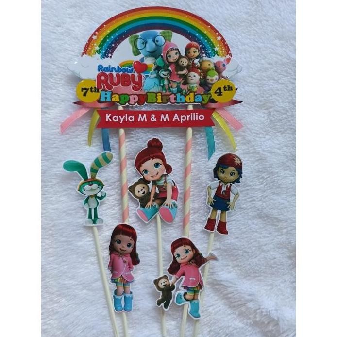 Cake Topper Rainbow Ruby /Hiasan Kue Rainbow Ruby/Topper Cake Rainbow