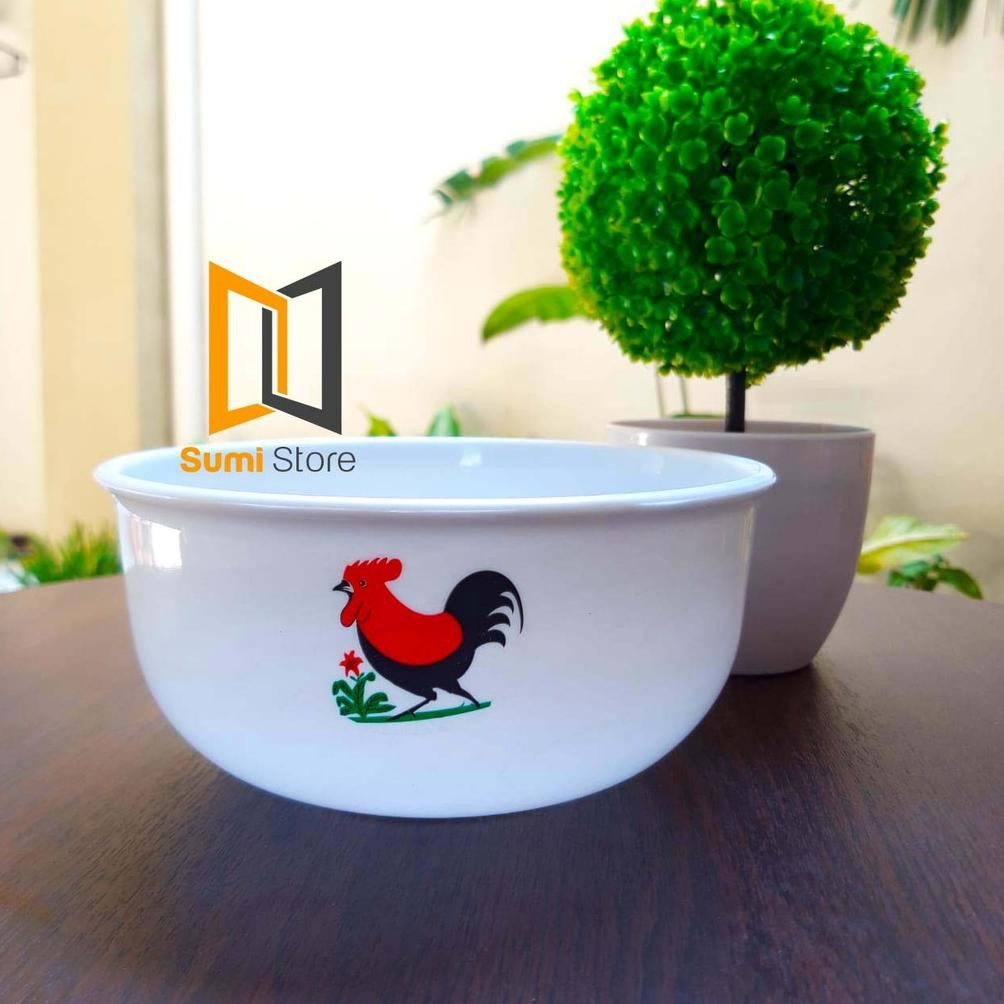 Mangkok Ramen Ayam Jago Plastik- Mangkok Ayam Jago Plastik Mangkok Ramen Mie Bakso Udon Besar Tebal 