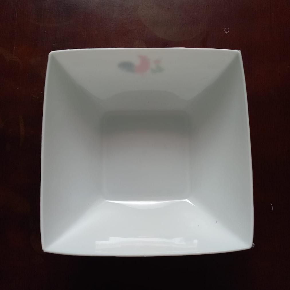 Mangkok Plastik Motif Ayam Jago Kotak / Mangkok Segi Ayam Ready