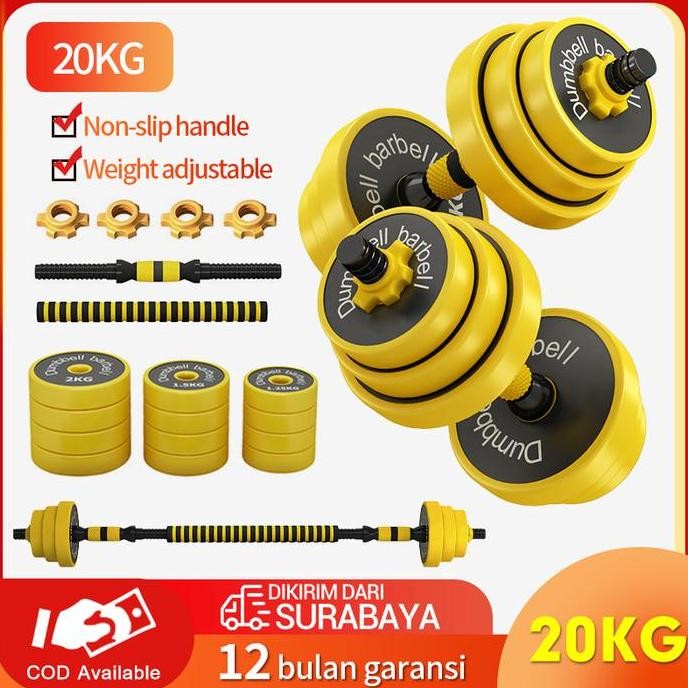 NEW 20KG Alat Olahraga Fitness Dumbell KARET/Dumbell Barbel set fitness