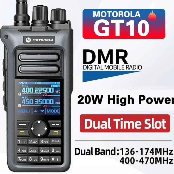NEW HT Handy talky Jangkauan Luas 20KM Motorola GT-10 20W Type C 6800mah