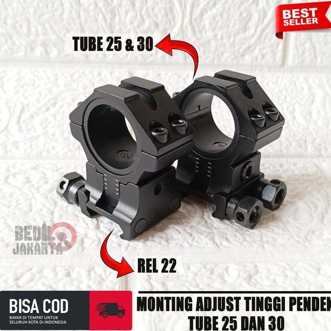 TERMURAH - Monting Adjust Tinggi Pendek Mounting Teleskop Rel 22 Tube 25 Dan 30