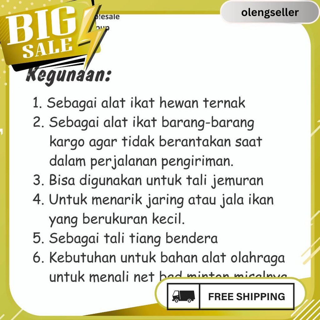

Tali Tampar Ukuran 4Mm Panjang 220 Meter Gratis Ongkir