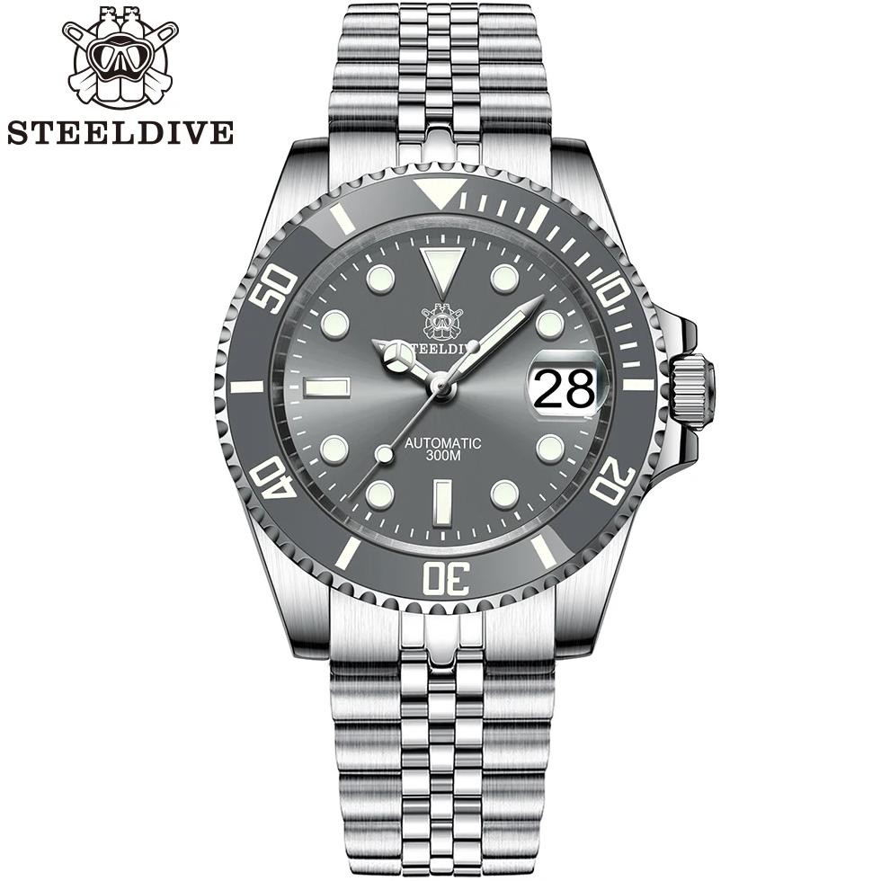 SD1953 New In Gray Dial Stainless Steel NH35 Watch Steeldive 41mm STEELDIVE Brand Sapphire Glass Men