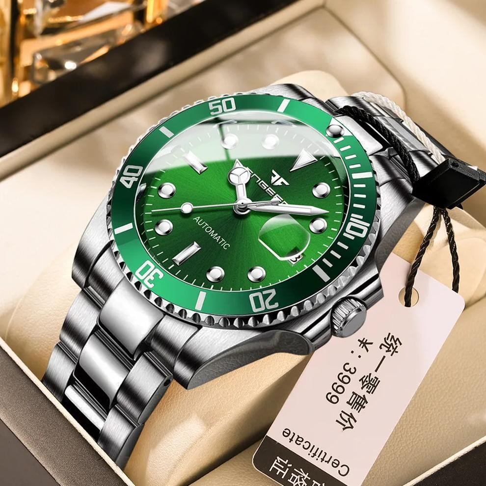 2025 FNGEEN 9001 Fashion Business Men's Watch Steel Tourbillon Frame Mechanical Watch Night Light Au