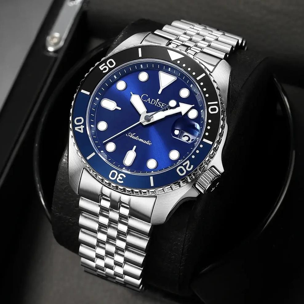 CADISEN New Luminous Men Mechanical Wristwatches Ceramic Bezel Sapphire Glass NYLON Band Automatic W