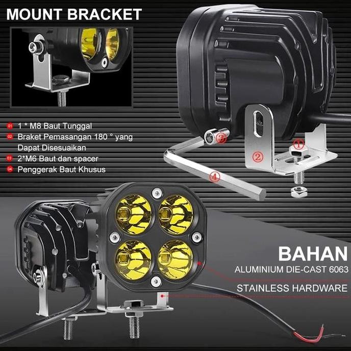 Lampu Tembak Sorot Laser Gun Led D4 Motor Mobil Sorot 60Watt Lasergun