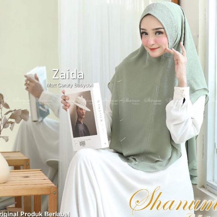 Jilbab Syari Zaida Khimar 2 Layer Jumbo Jilbab Syari Kerudung Jumbo Ceruty Babydoll