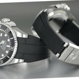 Strap Rubber/Tali Karet/Rolex Deep Sea+Buckle 21 MM Watch Black
