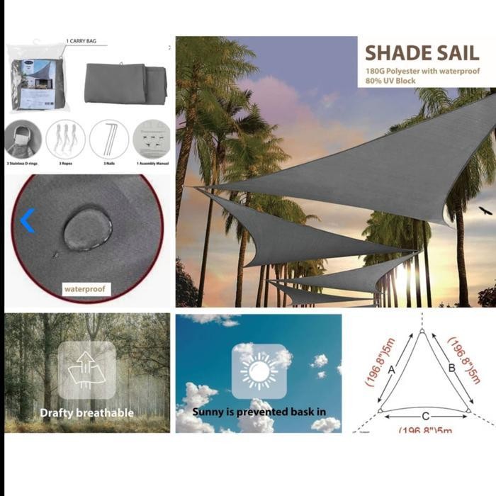 Soleil Kanopi Kain Membran Taman Outdoor Canopy Membrane Segitiga Original Dan Terpercaya