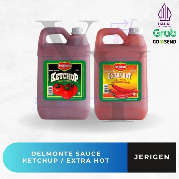 

Delmonte Saus Tomat Ketchup / Sambal Extra Hot Galon 5,5 / 5,7 kg alu