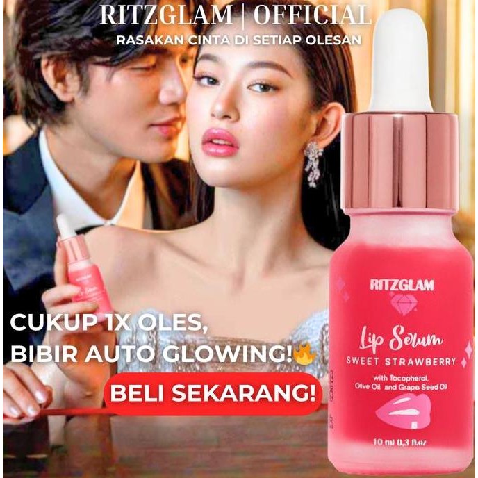 [Halal & Bpom] Ritzglam Lip Serum I Bibir Lembap,  Pink Natural, No Sulam With Vitamin E & Vitamin K