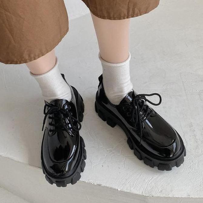 SEPATU BOOTS WANITA KOREA HITAM KULIT MATE & GLOSSY PREMIUM IMPORT ORI HT