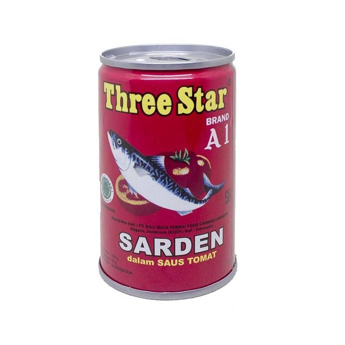 

Paket 6 Pcs Three Star Sarden mini saus tomat Makanan Kaleng 155 g H24