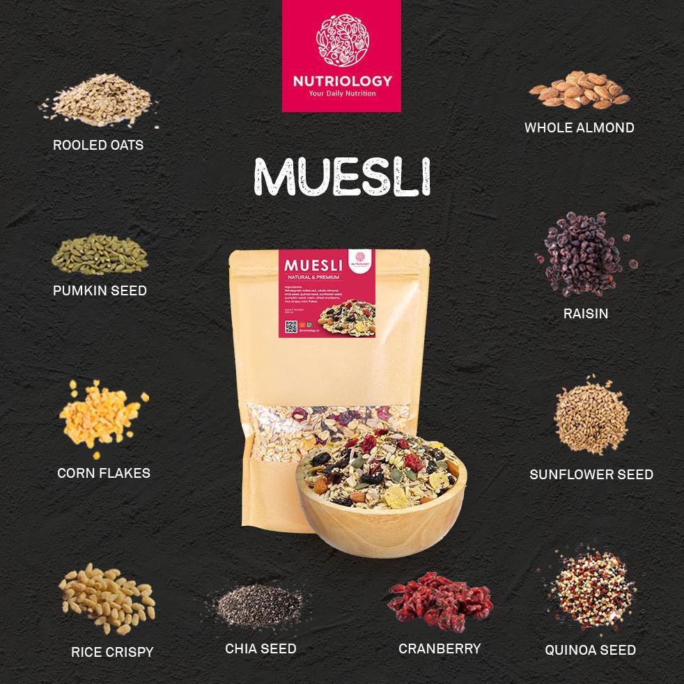 

Muesli Fruit seed Nutriology 1 Kg Sereal Diet Sehat Sarapan Praktis Murah Bergizi Premium Alami Oatmeal