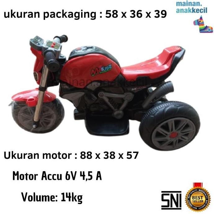 Mainan Anak Motor Aki Accu Motor Sport Roda 3 Mokidz