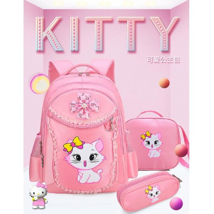 

Spesial Tas Ransel Sekolah Anak Perempuan Kucing Kitty 3In1 Korea Waterproof