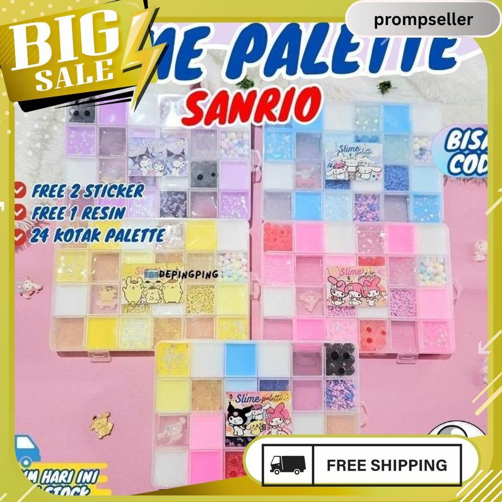 

Slime Palette/Palet 24 Kotak Sanrio/Palet Sanrio/Palet Warna Warni Meledak