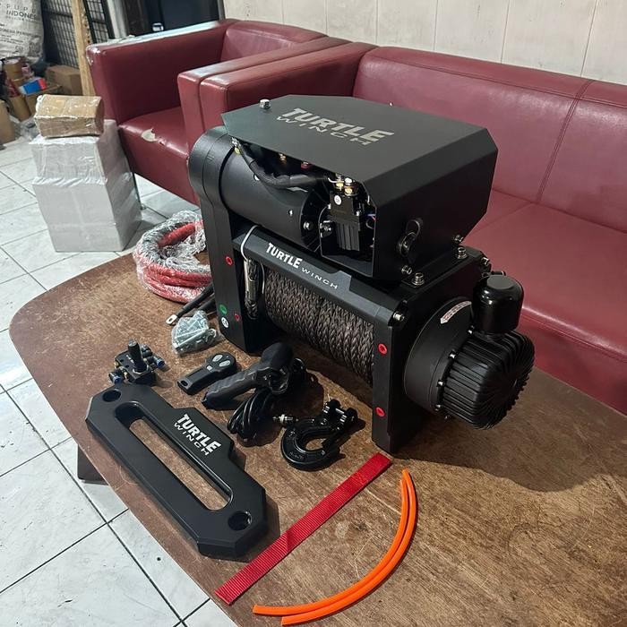 TERBARU Winch Turtle Double Motor 12000 LBD 12V Tali plasma winch ofroad 4X4