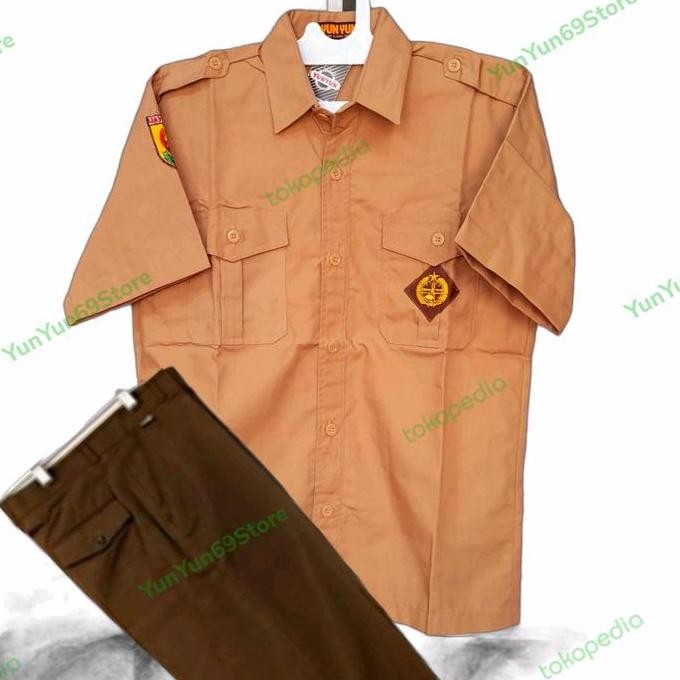 Paket Baju Pramuka Smp Atasan Pendek Bawahan Panjang Pria Best Seller