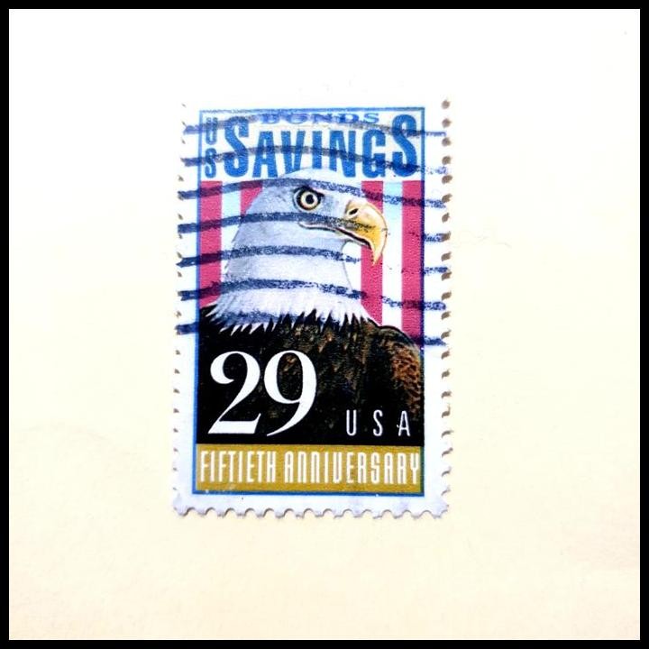 

TERMURAH PRANGKO AMERIKA/USA. BURUNG ELANG US BONDS SAVINGS FIFTIETH ANNIVERSARY. 29 CENT. USED !!!