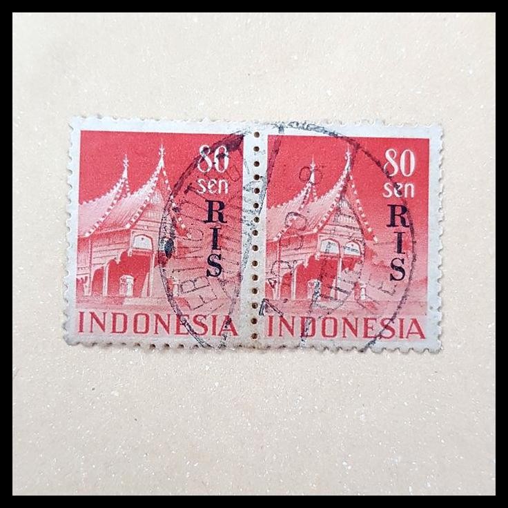 

BEST DEAL PRANGKO INDONESIA 1950. CETAK TINDIH RIS 80 SEN. PAIR !!
