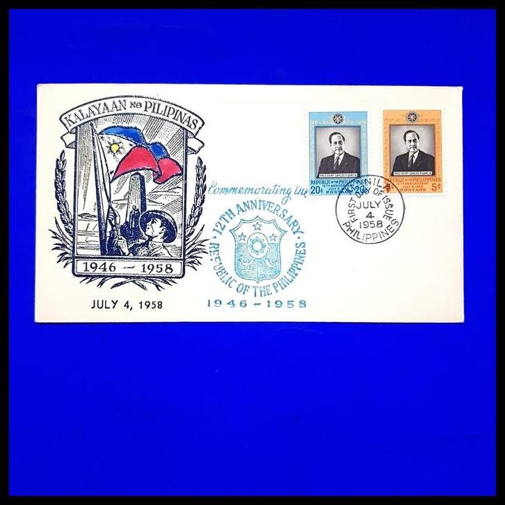 

TERBARU PRANGKO FDC 12TH ANNIVERSARY REPUBLIC OF THE PHILIPPINES. 1958 !!!!!