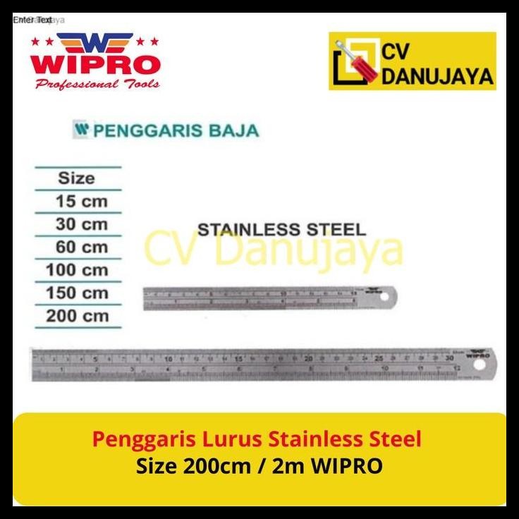

TERMURAH PENGGARIS GARISAN RULLER LURUS STAINLESS STEEL SIZE 200CM / 2M WIPRO !!!!