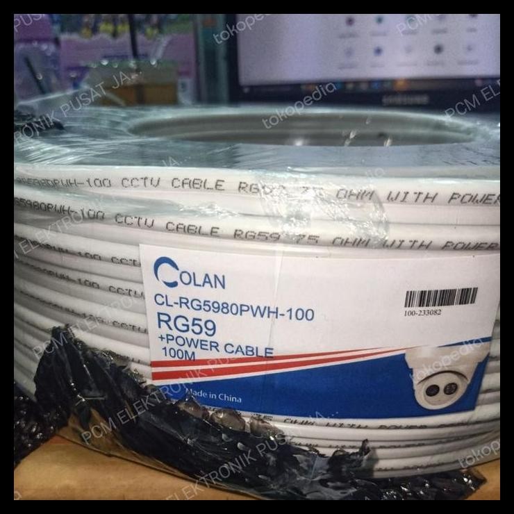 HOT DEAL KABEL RG59 RG 59 CCTV PLUS POWER 100M 100METER 1ROLL 1 ROLL PUTIH 